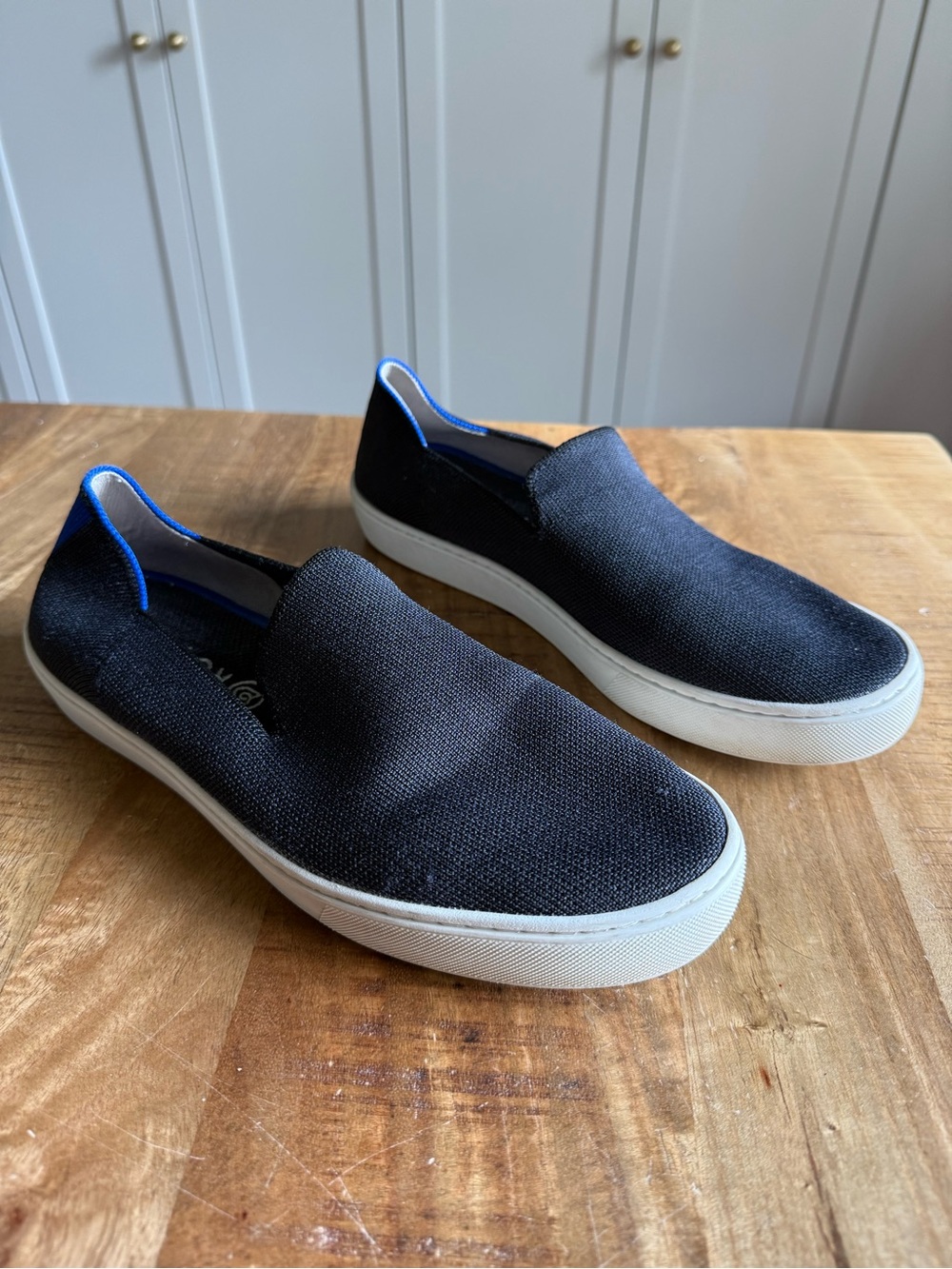 Rothy’s Women’s Original Black Slip-On Canvas Sneakers with White Sole